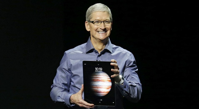 apple ceo tim cook introduces the new ipad pro