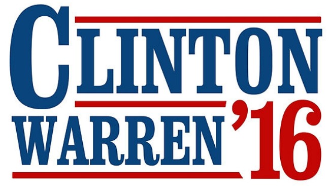Campaign poster for Clinton/ Warren 2016