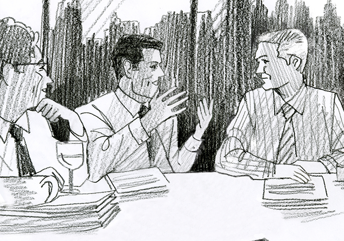 men talking in a meeting