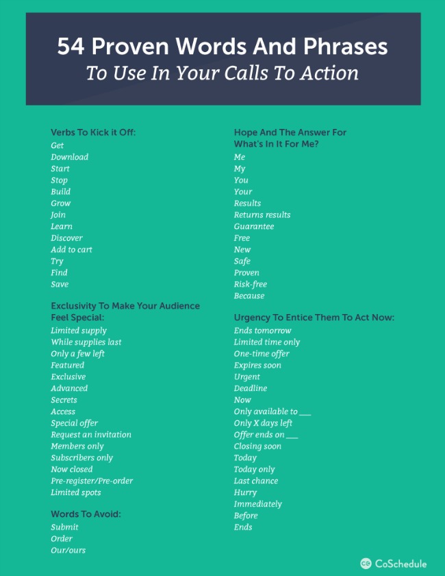 good call to action words and verbs