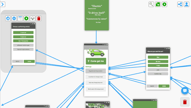 fluid UI screenshot of an app prototype