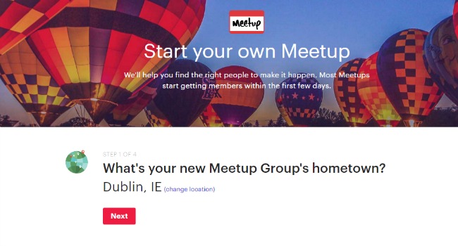 how to organise meetups snapshot from their website