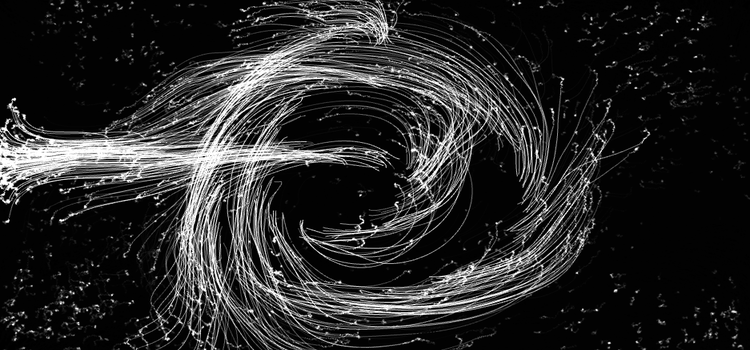 particle simulation black and while swirls