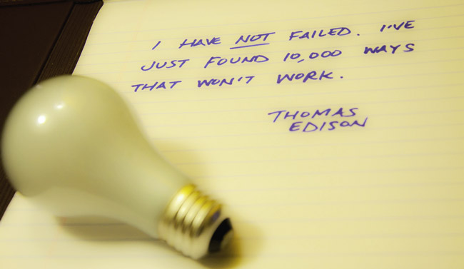 piece of paper with thomas edison quote written on it