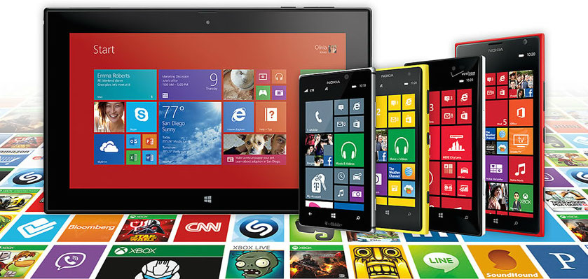windows phones and tablets display